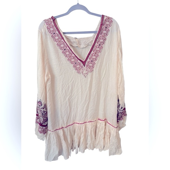 Free people wild one boho embroidered shift dress lagenlook flowy summer beach - Picture 7 of 7